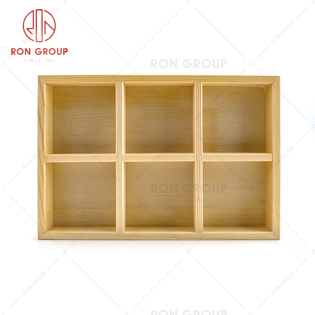 Wholesale supply two grid three grid muliti specification wooden restaurant sushi trays snack pallet