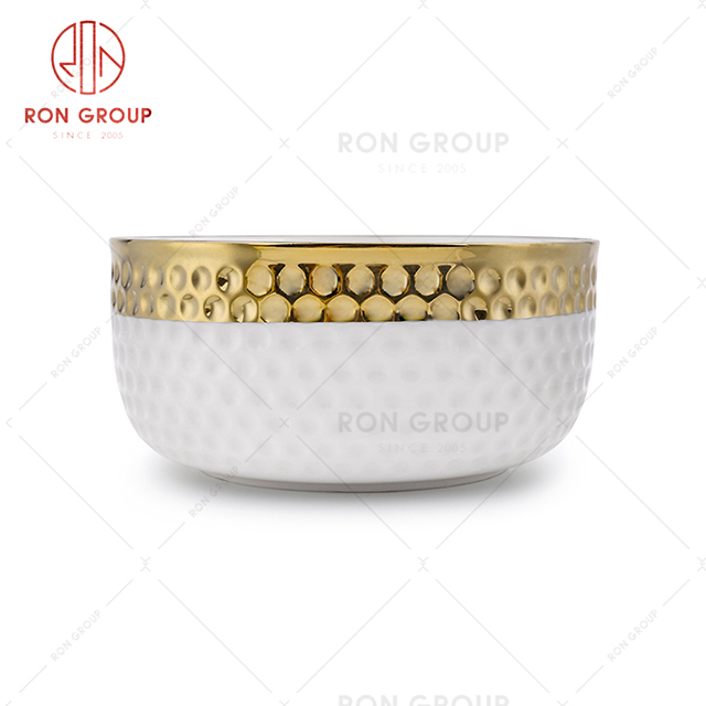 Manufacturer direct selling high-end hotel tableware gold-plated restaurant rice soup noodle bowl