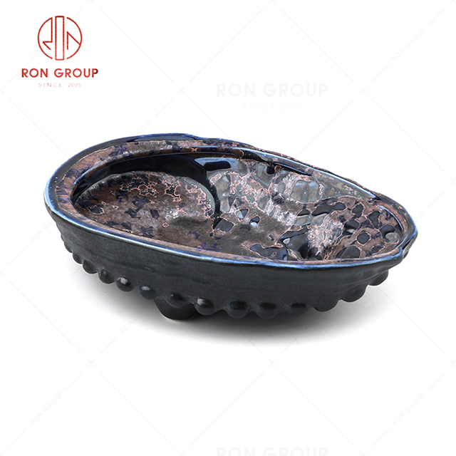 RN0660P00331 Wholesale Unique Design Blue Agate Series Ceramic Shell Bowl