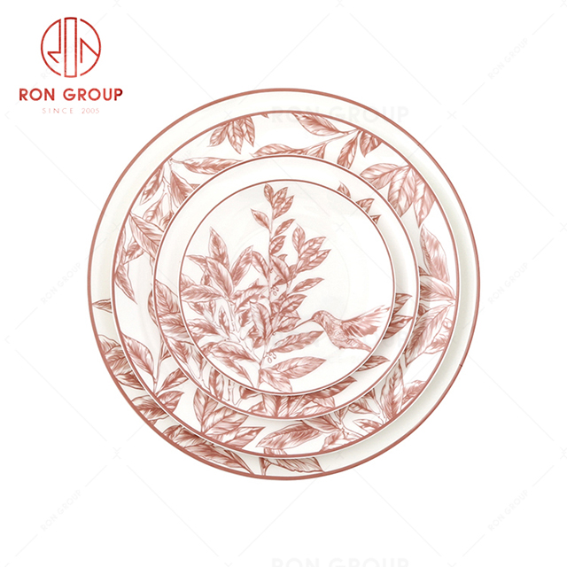 Red leaf pattern series creative restaurant tableware hotel wedding service plate