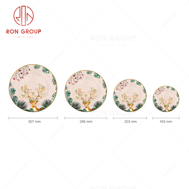 Pink lovely deer style plate club commemorative gift restaurant exquisite tableware plate