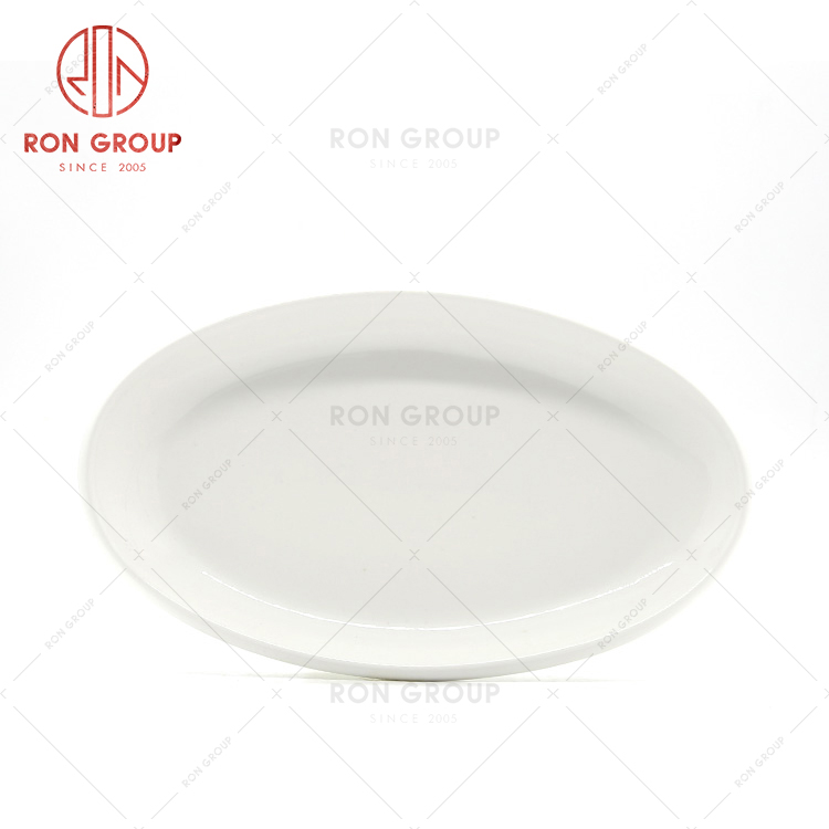 Common practical restaurant ceramic tableware thick edge egg shap hot dish quality plate