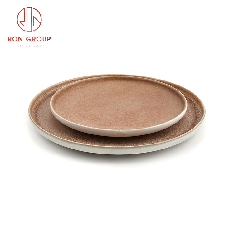 Cheap price Asian style ceramic dinnerware set restaurant hotel supplies ceramic shallow round plate