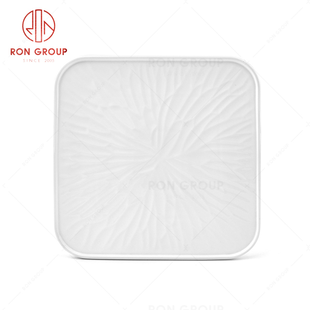 Ceramic tableware matte white Western simple sand pull plate hotel restaurant banquet plate