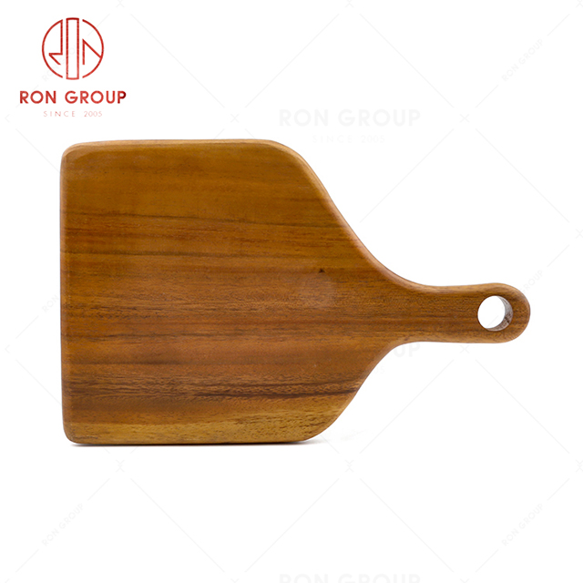 Wholesale supply restaurant high-quality wooden steak plate pizza plate with handle