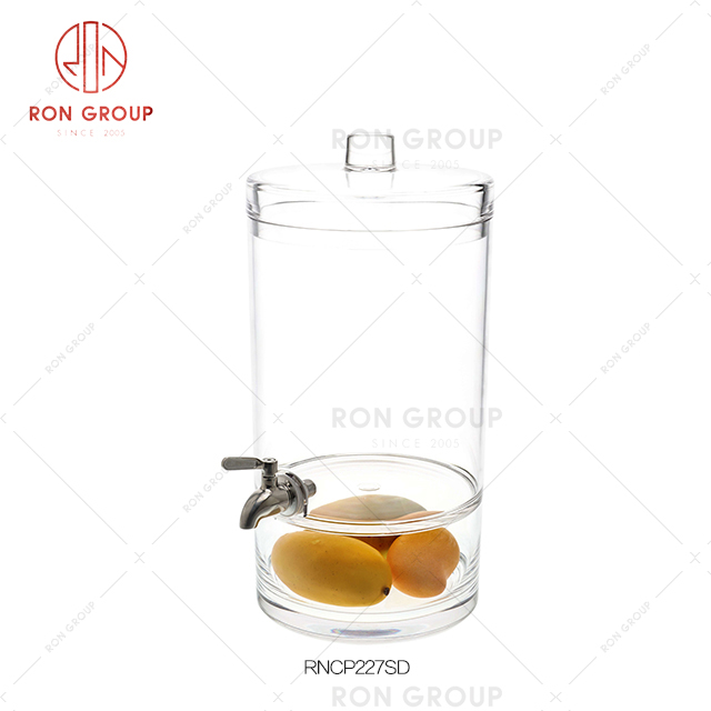 Dustproof durable tableware cafeteria portable dinnerware round straight cylinder fruit juice tank 