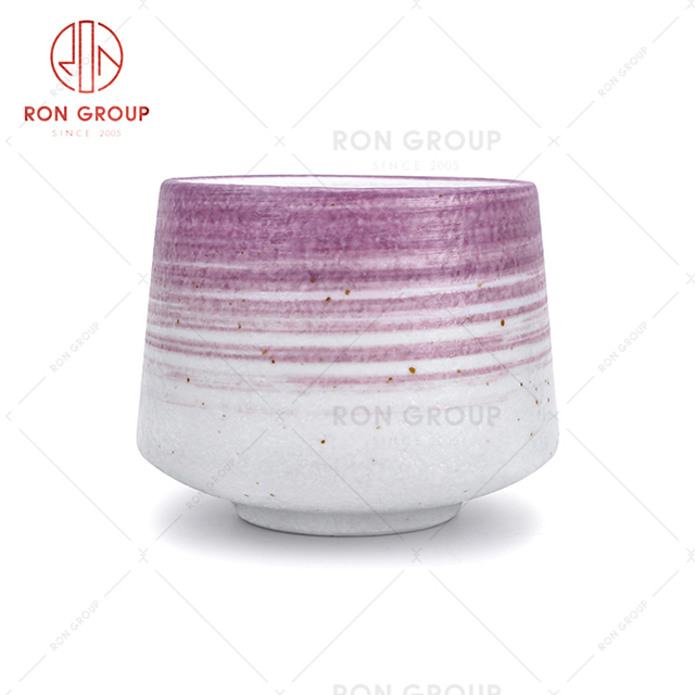 Lovely style pink stripe creative design restaurant ceramic cup hotel reception water tea cup