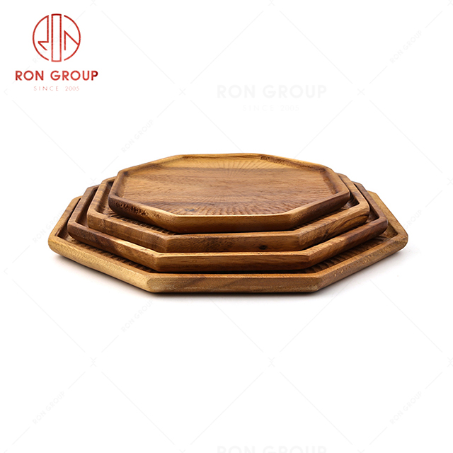 Restaurant wooden tableware hotel party activity serves fruit pastry octagonal plate