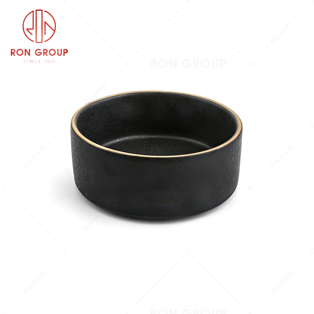 Brown edge black ceramic restaurant tableware anti scalding bowl