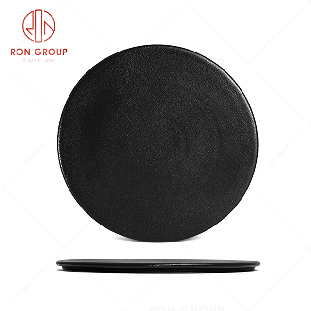 RonGroup New Color Matte Black Chip Proof Porcelain  Collection - Ceramic Dinnerware Round Dish 