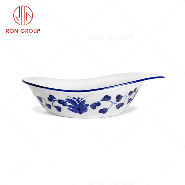 RonGroup New Color Rattan Flower Chip Proof Porcelain  Collection - Ceramic Dinnerware Salad Bowl 