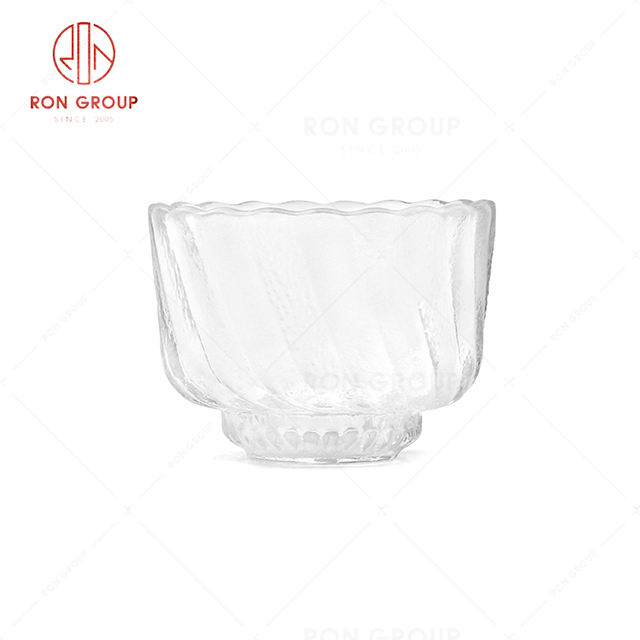 RN0056G00566 Hot Sale Clear and Visible Texture Glass Tea Cup