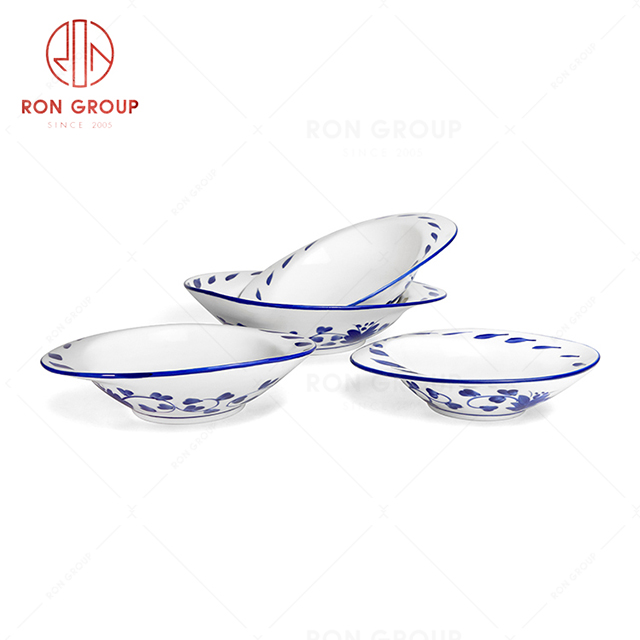 RonGroup New Color Rattan Flower Chip Proof Porcelain  Collection - Ceramic Dinnerware Odd Soup  Bowl 