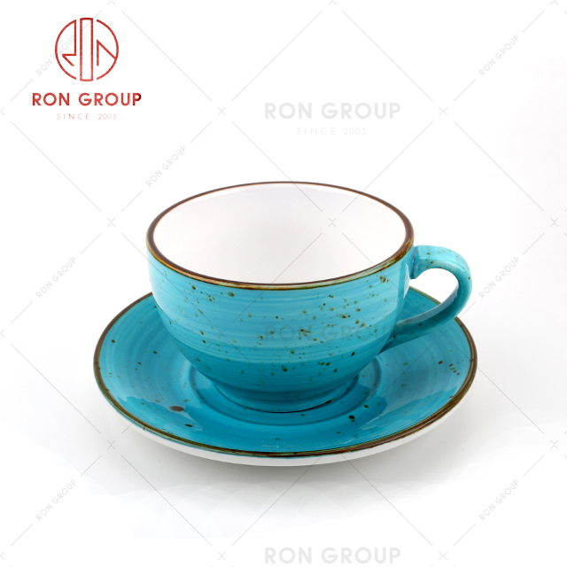 Restaurant 250ml colorful ceramic coffee cup with saucer