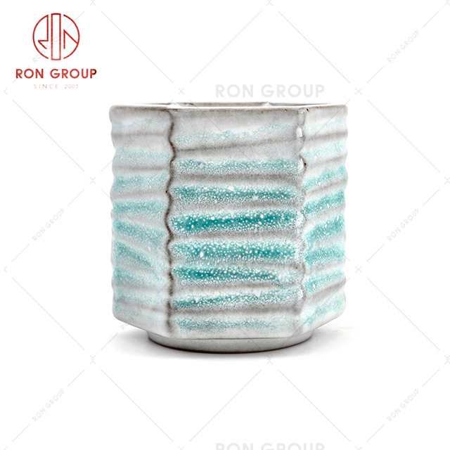 Square special shape durable hand-painted ice and snow style restaurant ceramic cup