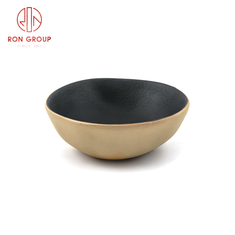 High quality frosted black ceramic abnormal bowl restaurant hotel supplies dinnerware set