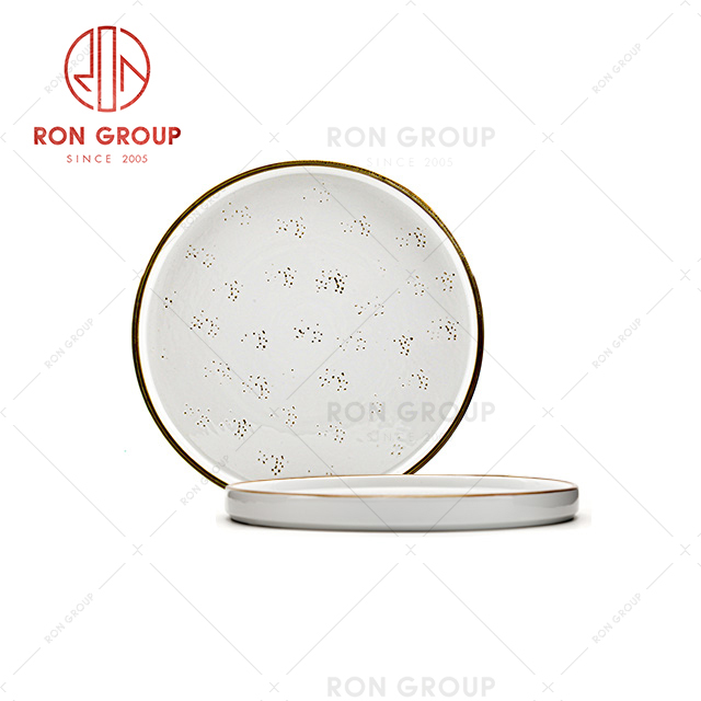 Restaurant Serving Dinner Shallow Ceramic Round Plate