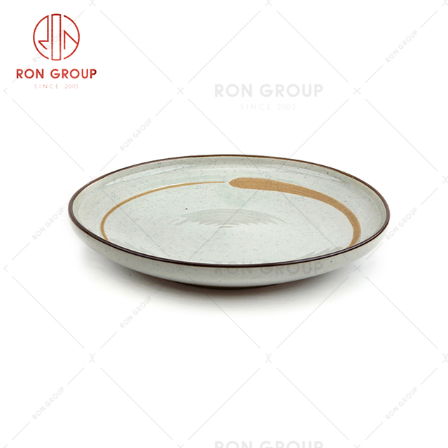 Dignified exquisite high-end hotel tableware restaurant ceramic salad steak round plate