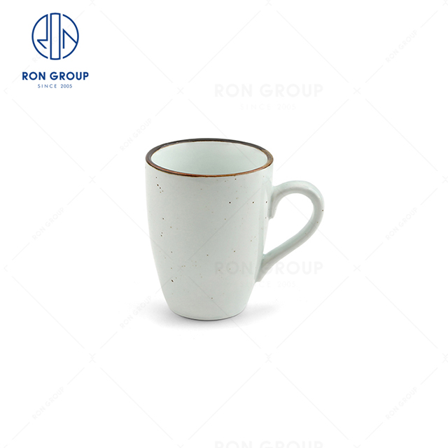 RonGroup New Color Misty White Bule Chip Proof Porcelain  Collection - Ceramic Drinkware Coffee Mug