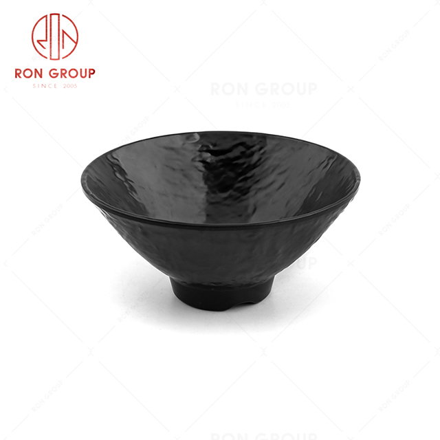 Cost effective restaurant tableware melamine frosted round black bowl