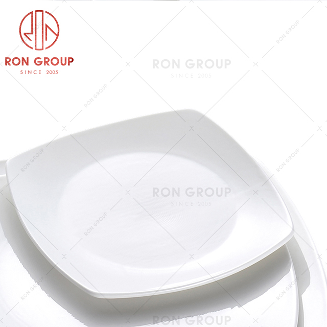 Round quadrilateral interesting design restaurant ceramic plate set hotel durable plate
