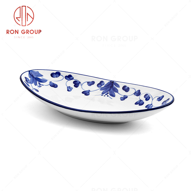 RonGroup New Color Rattan Flower Chip Proof Porcelain  Collection - Ceramic Dinnerware Snack Plate 