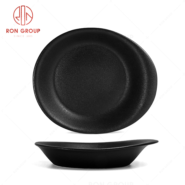 RonGroup New Color Matte Black Chip Proof Porcelain  Collection - Ceramic Dinnerware Soup Plate 