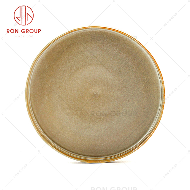 Hot sale Eropean-American Style ceramic round retro plate golden colorful factory direct to customers cheap price dinnerware
