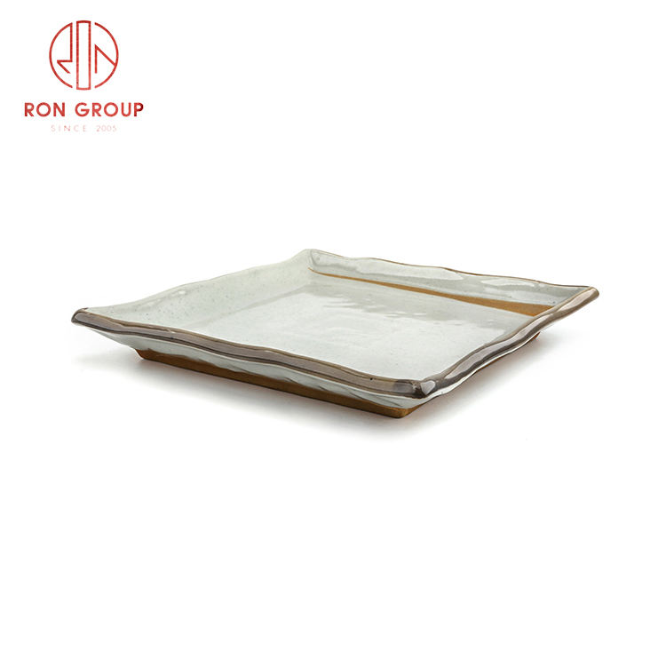Best selling Asian style serving tableware set wholesale custom ceramic thick side square plate