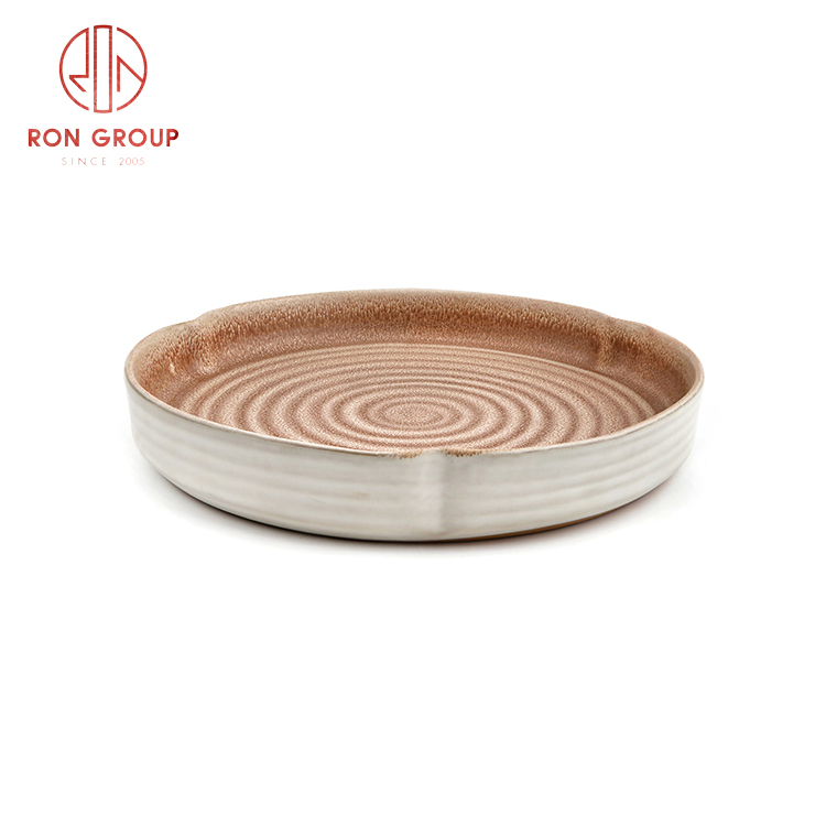 Wholesale manufacturer Asian style ceramic dinnerware set ceramic water wave round plate