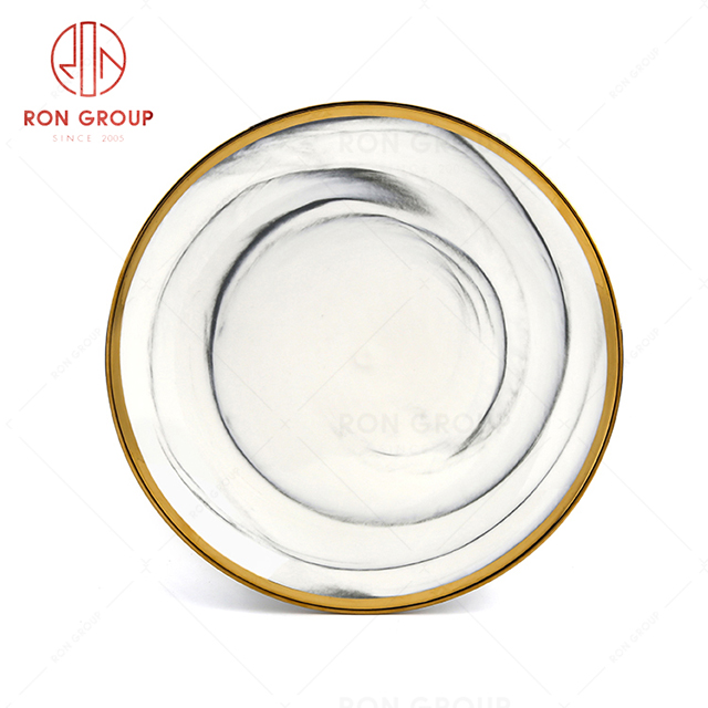 Abstract pattern art design restaurant tableware hotel shallow round hot dish plate