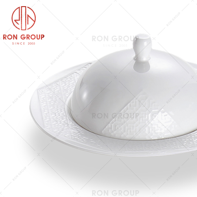 Special shape restaurant ceramic dinnerware hotel dinner dust-proof tableware set