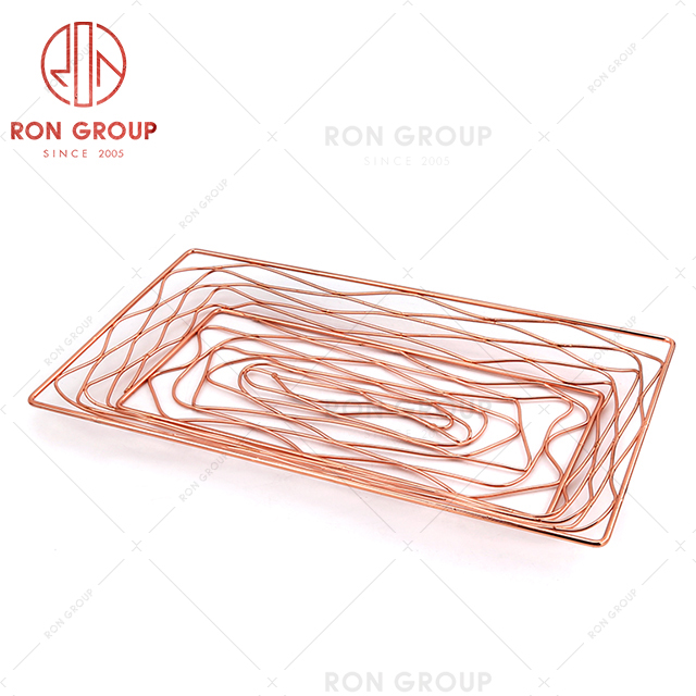 New era style design innovation restaurant utensils stainless steel copper gold linear square basket