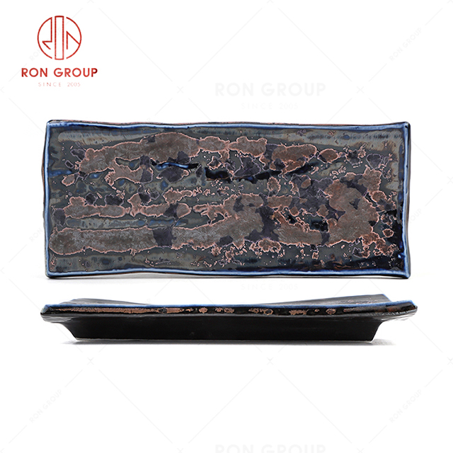 RN0660P00356  Wholesale High Quality Unique and Exquisite  Ceramic Bamboo Stripe Plate