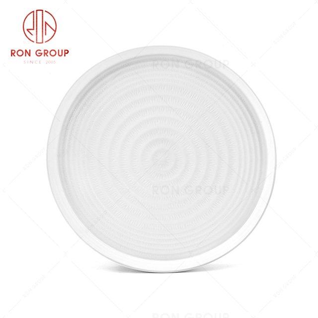 High quality material durable restaurant tableware white stripe design round plate
