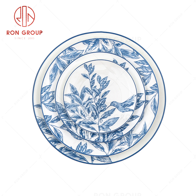Blue leaf pattern series creative restaurant tableware hotel wedding service plate