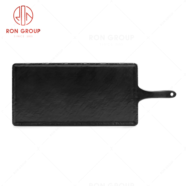 Common restaurants high quality tableware portable rectangular plate with handle