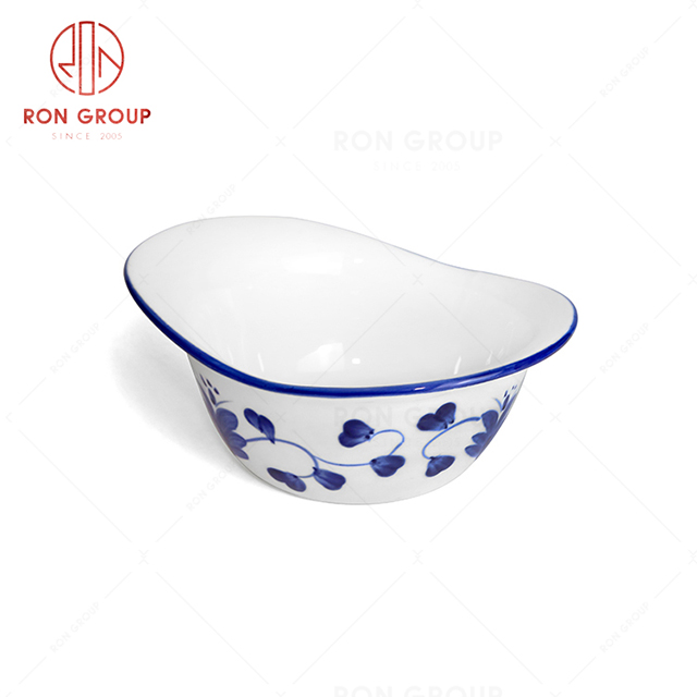 RonGroup New Color Rattan Flower Chip Proof Porcelain  Collection - Ceramic Dinnerware Snack Bowl 