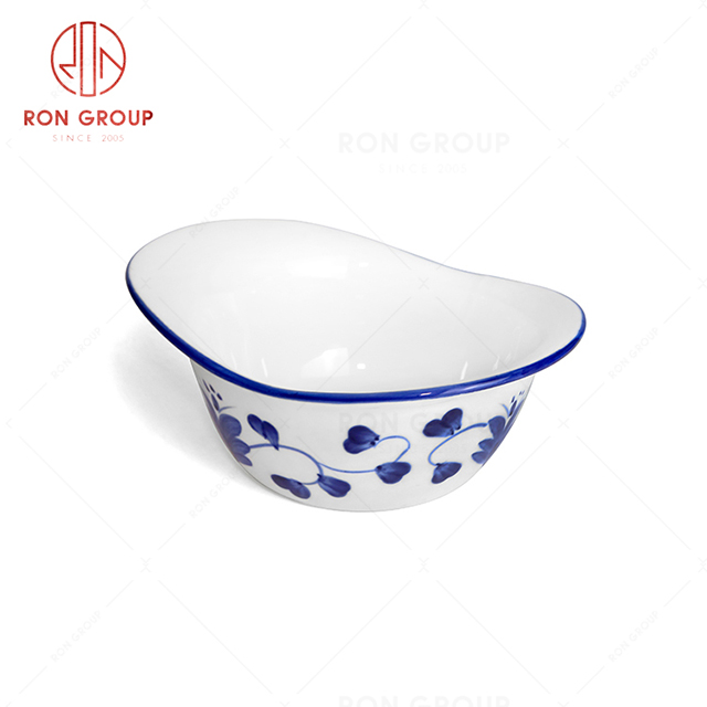 RonGroup New Color Rattan Flower Chip Proof Porcelain  Collection - Ceramic Dinnerware Snack Bowl 
