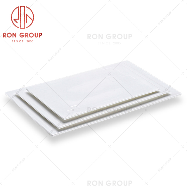 Classic design white ceramic restaurant tableware rectangular hotel snack sushi plate