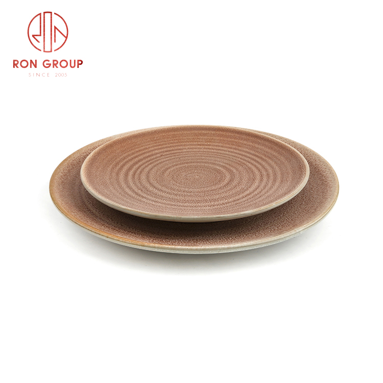 Wholesale Asian style ceramic dinnerware set restaurant hotel supplies ceramic water wave flat plate