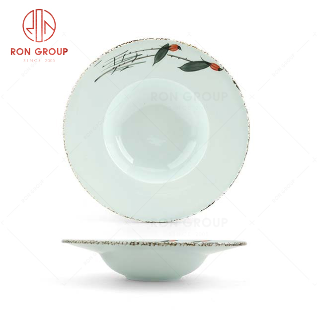 RonGroup Hand Drawing Magple Sophisticated  Design Tableware  Collection - Ceramic Dinnerware  Hat Shape Bowl