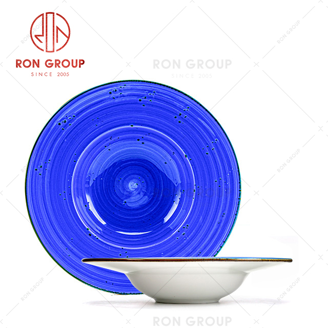 2021Amazon hot selling ceramic soup plate dinning  table set cheap dinning plates set