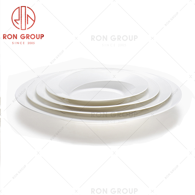 Various designs popular hotel ceramic tableware round vegetable soup noodle restaurant plate