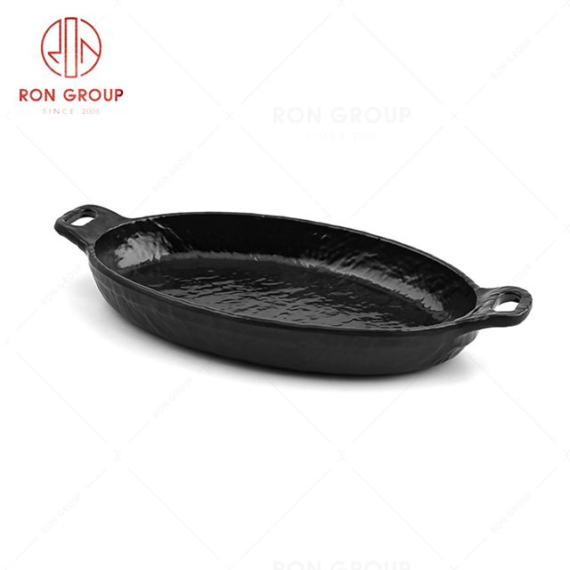 Rectangular simple style portable tableware hotel dish soup plate with handles
