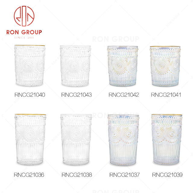 Exquisite pattern relief design hotel cup western restaurant bar buffet beverage wine glass