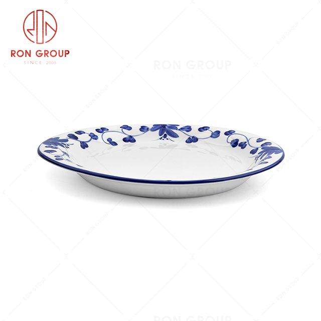 RonGroup New Color Rattan Flower Chip Proof Porcelain  Collection - Ceramic Dinnerware Watermelon Bowl 