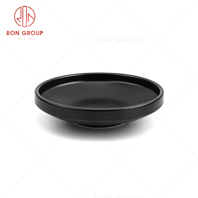 Retro hotel tableware black restaurant frosted dinner deep plate