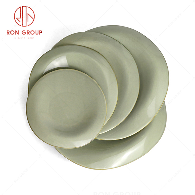 RonGroup New Color Morandi Chip Proof Porcelain  Collection - Ceramic Dinnerware Odd Shallow Plate