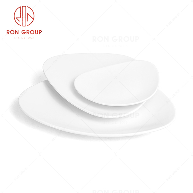 RonGroup New Color Matte White Chip Proof Porcelain  Collection - Ceramic Dinnerware Trigon Plate 